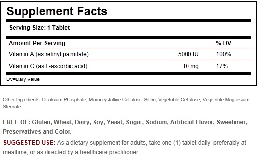 Solgar Dry Vitamin A Ingredients
